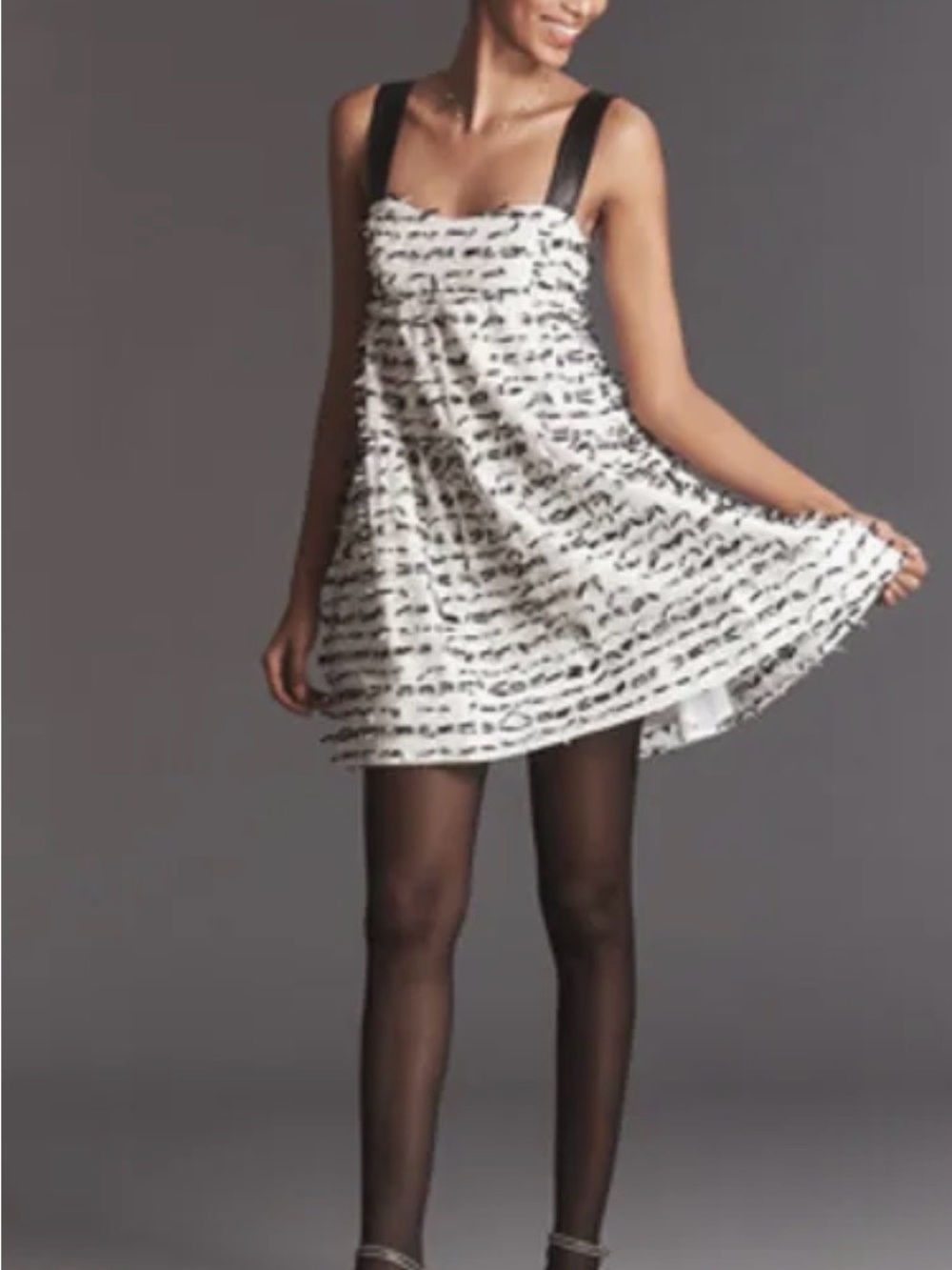 NWT Black Strap White Script Swing Dress Anthropology Mauve M
